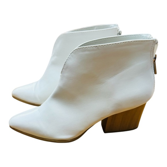 Qupid White Ankle Boots with Tan Heel - Picture 2 of 6